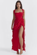 Robe Longue Éliana - Rouge Cerise