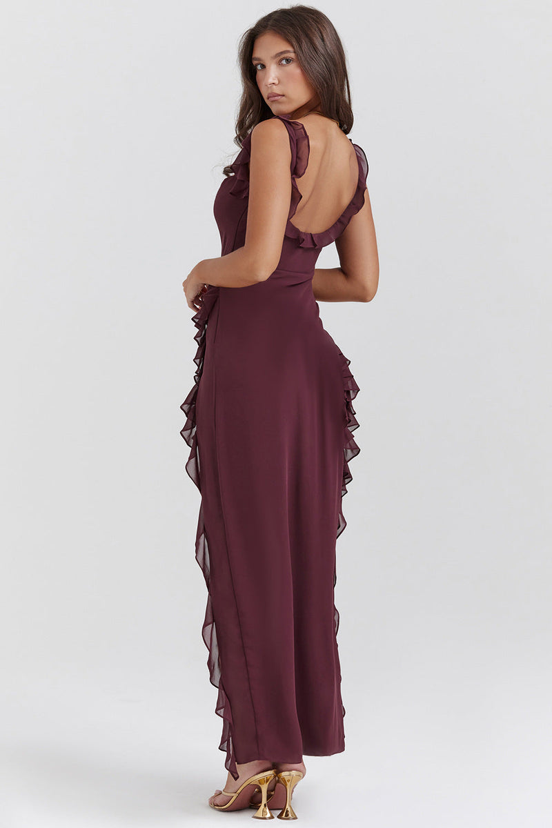Robe Longue Éliana - Prune Foncé