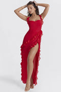 Robe Longue Éliana - Rouge Cerise
