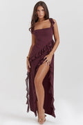 Robe Longue Éliana - Prune Foncé