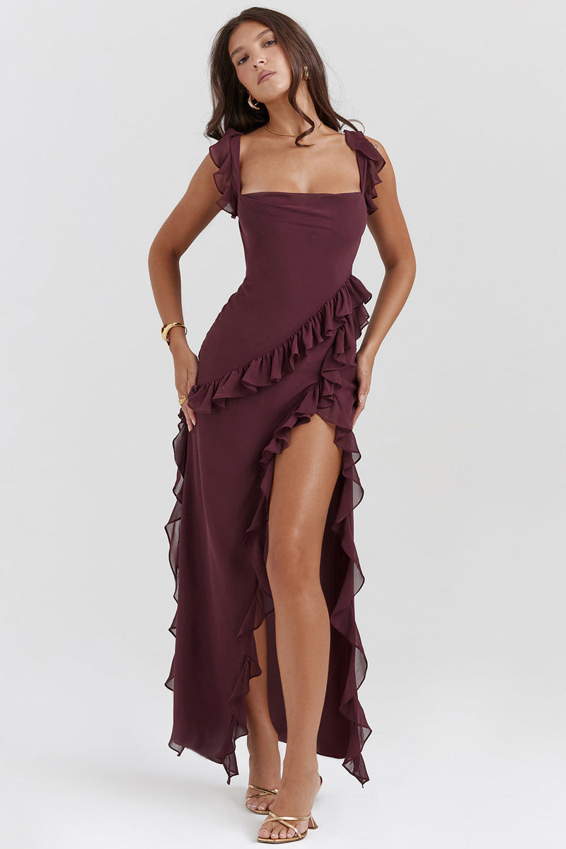 Robe Longue Éliana - Prune Foncé