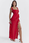 Robe Longue Éliana - Rouge Cerise