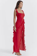 Robe Longue Éliana - Rouge Cerise