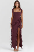Robe Longue Éliana - Prune Foncé