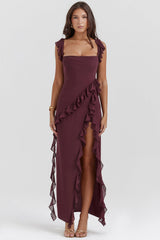 Robe Longue Éliana - Prune Foncé