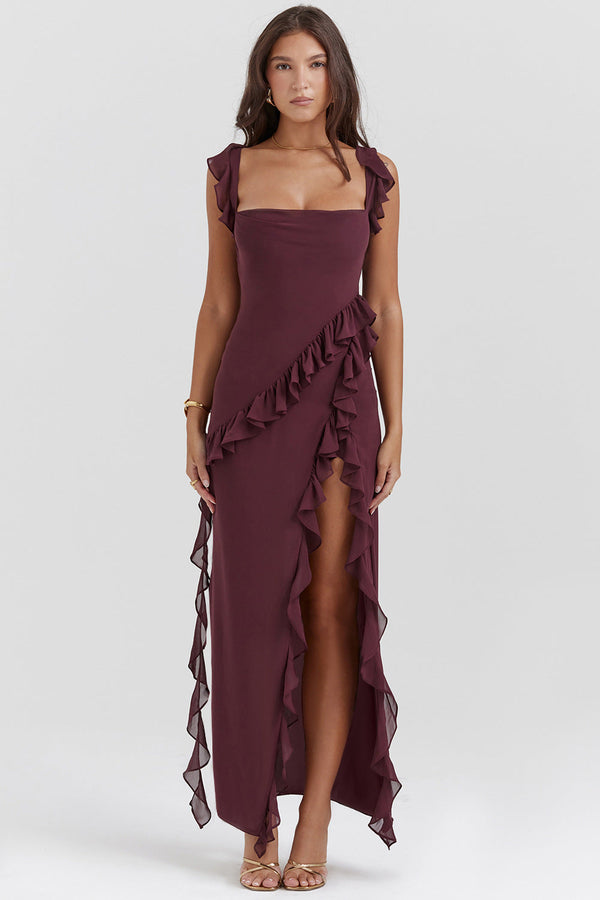 Robe Longue Éliana - Prune Foncé