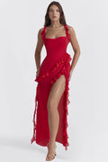 Robe Longue Éliana - Rouge Cerise