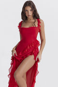 Robe Longue Éliana - Rouge Cerise