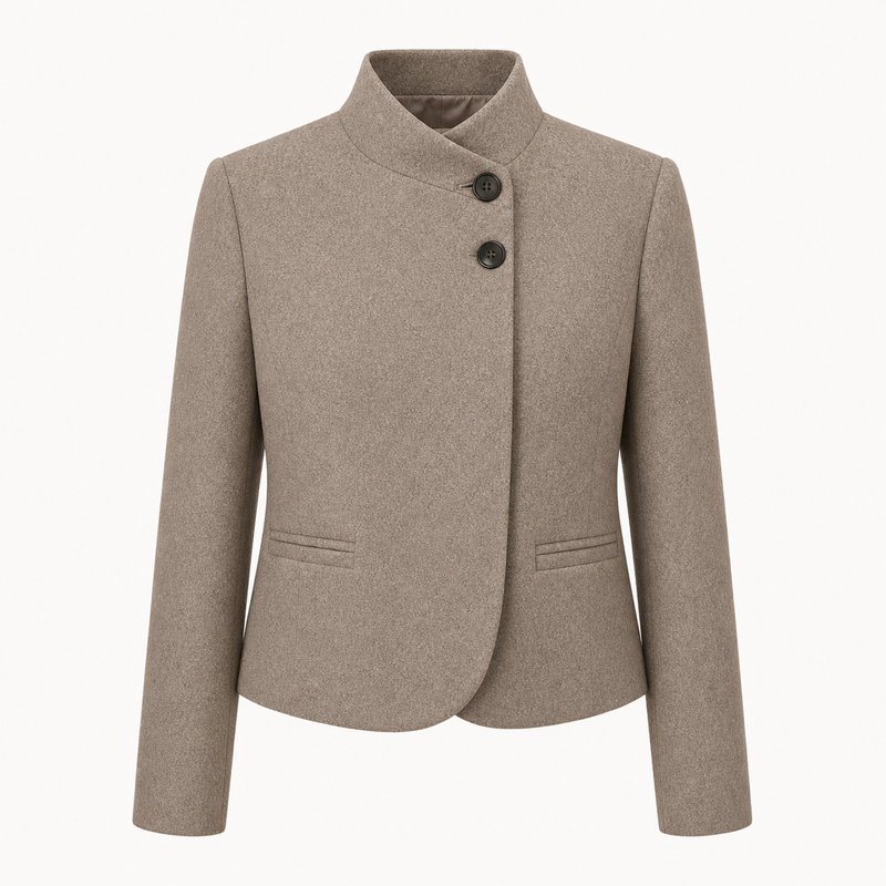 Blazer Élise - Veste structurée col montant - Taupe - blazer-femme-02-studio-taupe.png