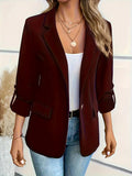 Blazer Solène - Veste boyfriend manches retroussées - Bordeaux