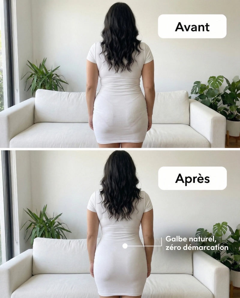 Avant/Après dos — Galbe naturel, zéro démarcation