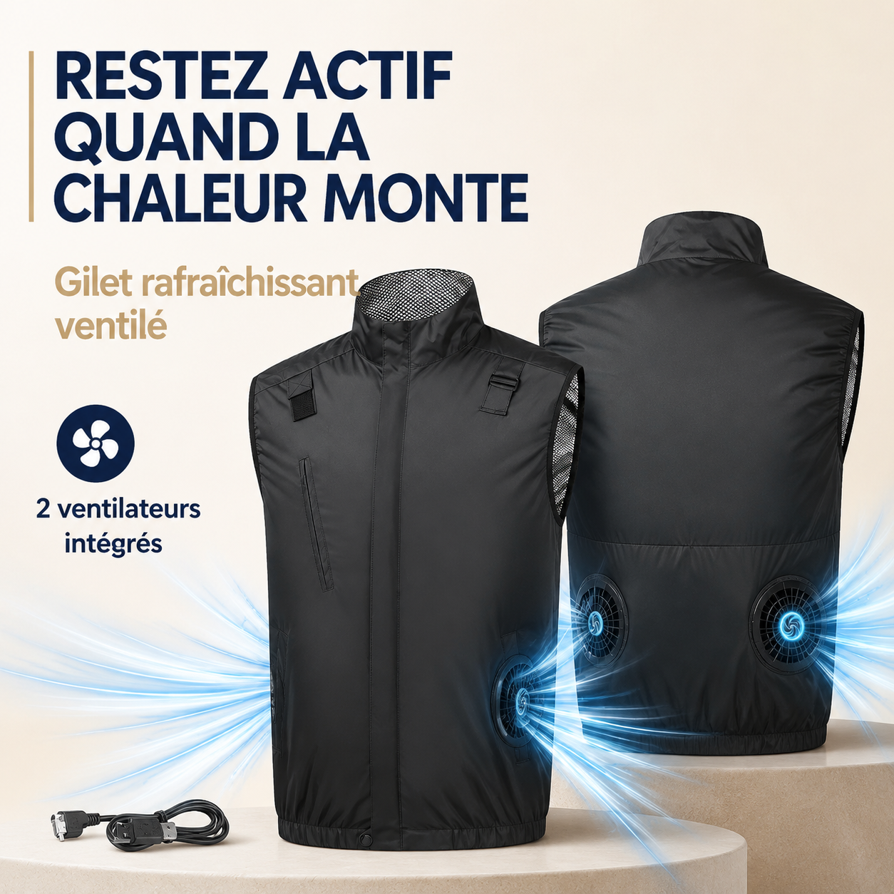 Gilet rafraîchissant ventilé - rester actif quand la chaleur monte