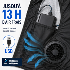Gilet rafraîchissant ventilé - autonomie USB et batterie externe